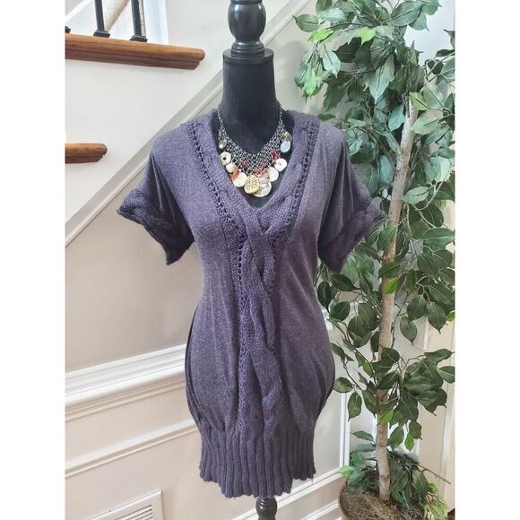 Miilla Women's Blue Acrylic V-Neck Short Sleeve Pullover Knit Sweater Size M - Picture 2 of 12